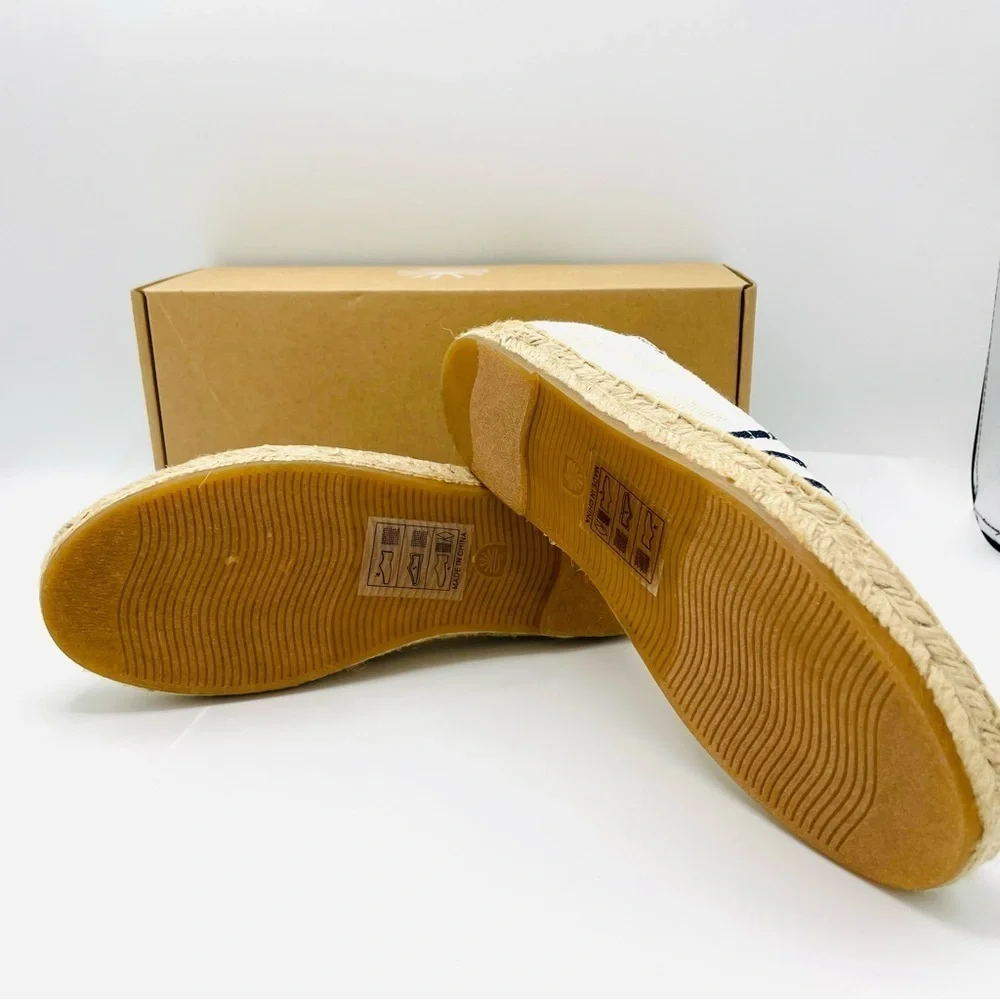 NEW SOLUDOS Bonjour Natural Navy Stripe Espadrilles Size 6